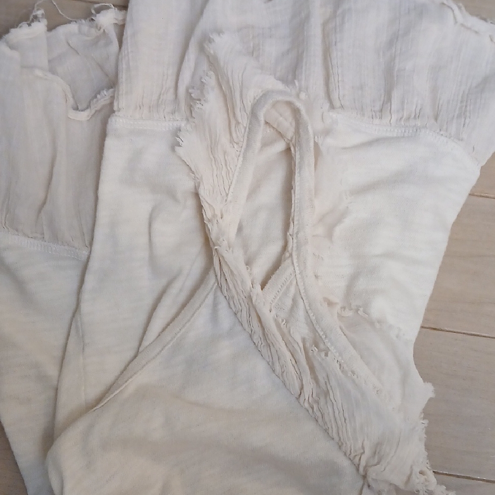 Cream Frayed Hem TOP